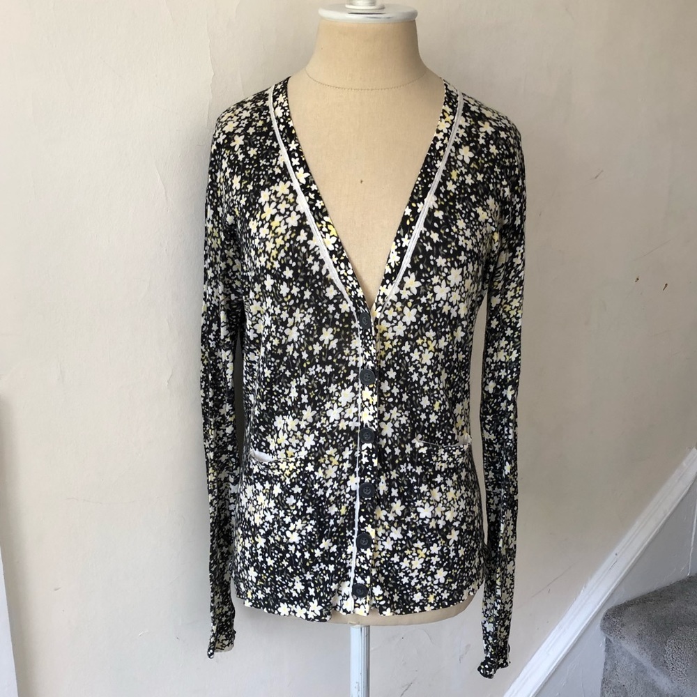 Anthropologie Moth Narcissus Flower Print Cardigan